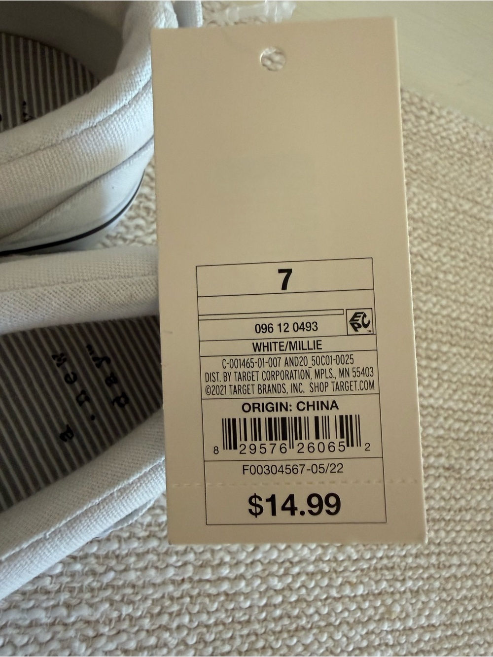 Target White Canvas Slip-On Flats with Black Trim - Picture 2 of 3